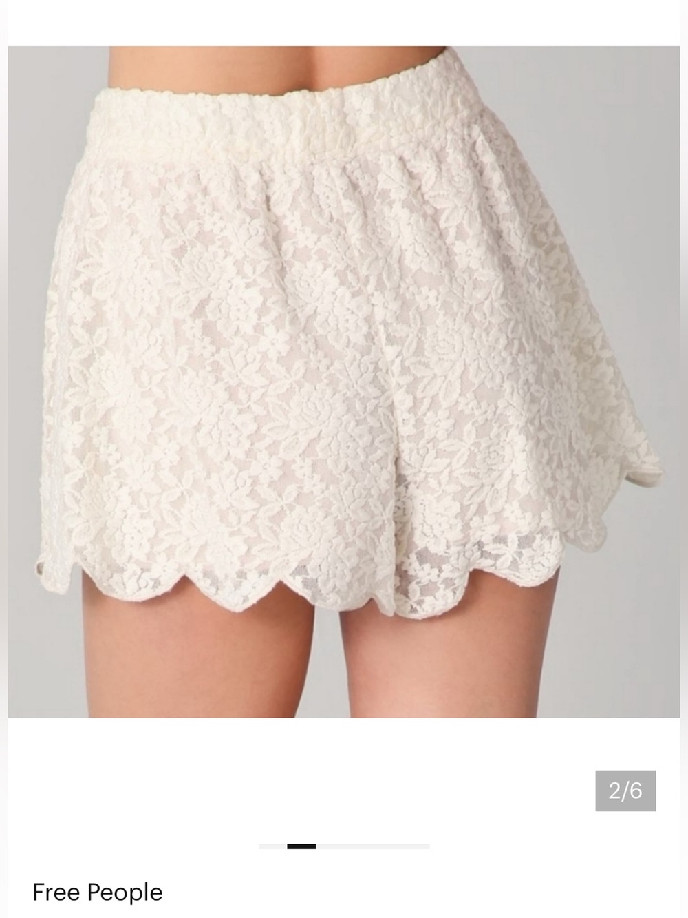 Free People scalloped lace shorts white size
large